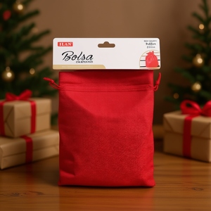 Sacchetto regalo in tela di juta rossa Ilan 9x12 cm 3 pezzi per regali - Product Image 2