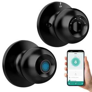 Security Fingerprint Face Recognition Tuya for Remote Keyless Smart <strong>Door</strong> <strong>Knob</strong> Lock (Aluminum Alloy) for Wood <strong>Door</strong> Home - Product Image 1