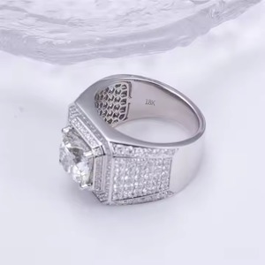 Designer <b>Men's</b> VVS Lab Grown Moissanite <b>Silver</b> <b>Ring</b> Certified IGI India Fully Iced Hip Hop Style <b>Wedding</b> Party Bezel Setting - Product Image 4