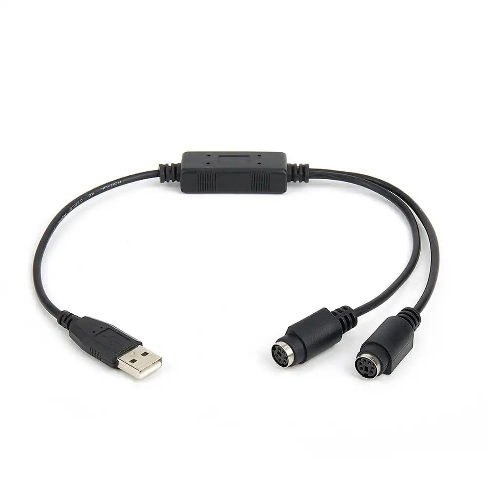 อะแดปเตอร์ USB เป็น PS2สำหรับเมาส์คีย์บอร์ด PS2ไปยัง USB Type-A Cable Converter