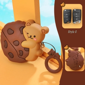 เคสป้องกันซิลิโคนน่ารักสำหรับ VW Jetta <span class=keywords><strong>GTI</strong></span> Passat Golf Tiguan ลายหมีออกแบบกุญแจสำหรับอุปกรณ์เสริมกุญแจรถ - Product Image 3