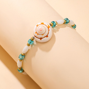 สร้อยข้อมือเปลือกหอยธรรมชาติสไตล์โบฮีเมียนพร้อมลูกปัดเทอร์ควอยซ์เครื่องประดับชายหาดฤดูร้อนสำหรับทุกเพศ - Product Image 2