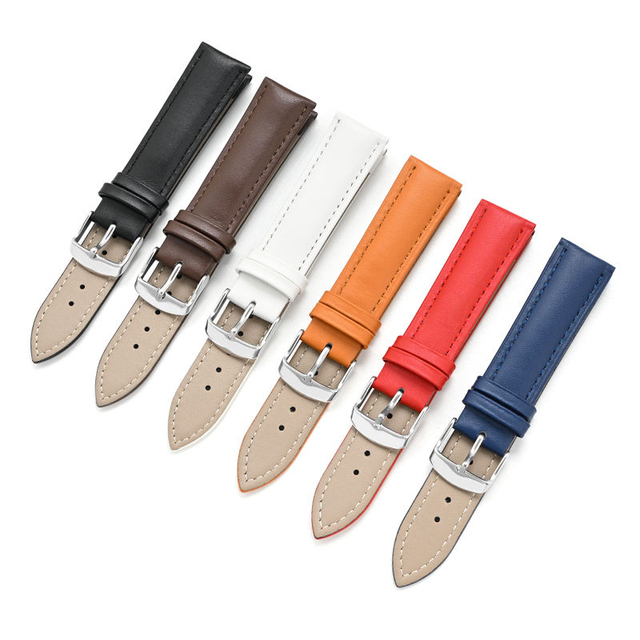 Cheap Calf Leather Replacement Watch Straps with Stainless Steel Buckle 12mm 14mm 16mm 18mm 20mm 22mm 24mm for Men and Women