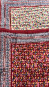 <b>Indian</b> Handmade Stitched Vintage Sari Kantha Quilt Floral Patchwork Cotton Blanket & Reversible Bohemian Bedding <b>Throw</b> - Product Image 2