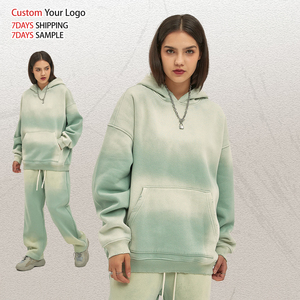 Sweat à capuche unisexe personnalisé avec broderie et impression, style streetwear hiver, en coton épais, coupe vintage oversize, effet vieilli, coupe-vent - Product Image 3