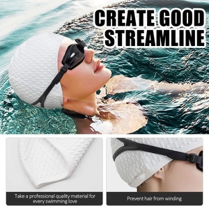 Bonnet de bain en silicone écologique avec logo personnalisé pour cheveux bouclés/courts/moyens/longs, unisexe, adulte, imperméable et durable - Product Image 4