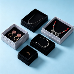 Boîtes cadeaux élégantes en papier carrées, insert en mousse de velours noir, étui de rangement en carton pour boucles d'oreilles, bagues, colliers, emballage - Product Image 6