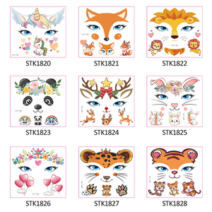 <span class=keywords><strong>Tatuaggi</strong></span> Temporanei a Trasferimento d'Acqua con Volto di Animale Cartoonesco, Adesivi Impermeabili per Trucco e Pittura Facciale, <span class=keywords><strong>Tatuaggi</strong></span> Finti per Bambini - Product Image 3