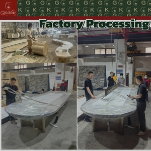 Mesa de Comedor GOLDKING de Mármol de Lujo con Diseño de Gota de Agua, Resistente a Arañazos y Manchas, para Villas de Alta Gama, Comedores de Lujo y Hoteles - Product Image 6