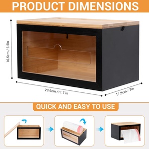 특대형 주방 필수품 팬트리 정리함 대나무 이중 쓰레기봉투 홀더 디스펜서 대나무 비닐봉투 홀더 - Product Image 3