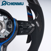 Volant de voiture en cuir et fibre de carbone véritable pour BMW F30 F31 F16 F10 F18 F01 F02 F15 F20 F22 F12 F16 F32 F45 X1 X2 X3 avec LED