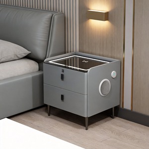 Intelligent <strong>Bedside</strong> <strong>Table</strong> with 15W Wireless Charger Fingerprint Security Lock Bluetooth Sound System <strong>LED</strong> Light Nightstand - Product Image 1