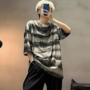 Camiseta de Verano 2025, Estilo Nuevo, con Cuentas, Cuello Redondo, Manga Corta, para Hombre, Estilo Vintage, Casual, Estilo Americano, Retro, de Moda - Product Image 4