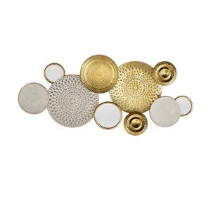 Décoration <span class=keywords><strong>murale</strong></span> de luxe Art Déco de grande taille, blanche et dorée, en métal 3D avec <span class=keywords><strong>suspension</strong></span> miroir - Product Image 2