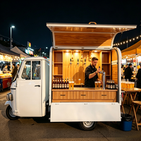 Carrito de Comida de Acero Inoxidable de 3 Ruedas Piaggio Ape Eléctrico a Precio de Fábrica, con Logotipo Personalizado, Barra Móvil para Cerveza, Bocadillos, Dulces