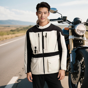 سترة سباق واقية معتمدة من CE، جاكيت دراجة نارية بمقاسات كبيرة مقاوم للرياح مع وسادة هوائية، ملابس دراجات نارية بشعار خلفي مخصص - Product Image 2