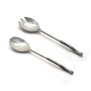 Twist moyen avec poignée d'extrémité nouée Design ensemble de service à salade en acier inoxydable sans danger pour les aliments plaqué argent - Product Image 6