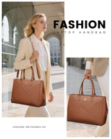 LOVEVOOK 2 pièces Sac à main pour ordinateur portable en cuir PU imperméable de grande taille portable personnalisé de 15,6 pouces Sac de travail pour femmes Sac à main Porte-documents pour ordinateur
