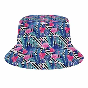 Logo imprimé numérique personnalisé de haute qualité unisexe à large bord flamant rose à deux faces bob de pêcheur chapeaux de pêche de Protection solaire
