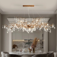 JYLIGHTING Französischer Designer Vollkupfer Esszimmer Luxus Restaurant Wohnzimmer Kristall-Pendelleuchte Elegante Atmosphärische Hängelampe
