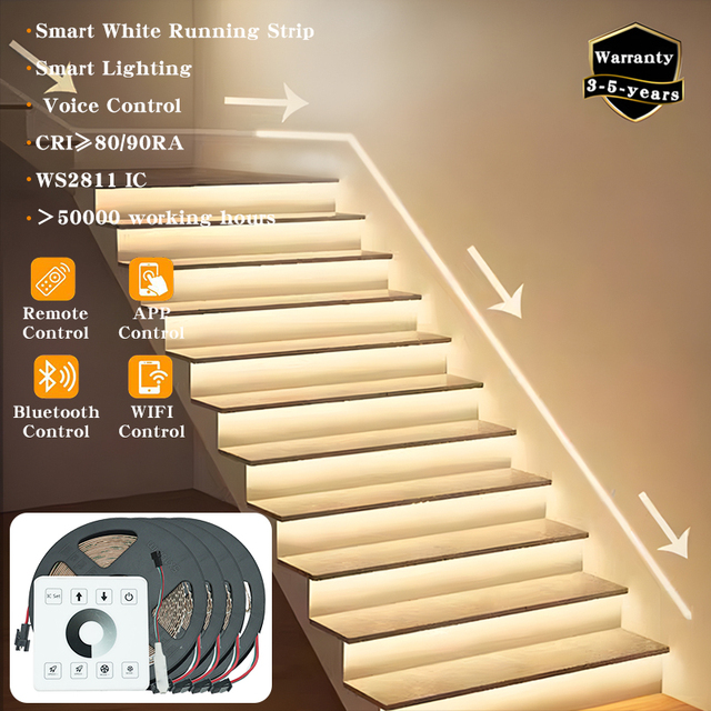 WS2811 LED Strip Light 24V Smart White Running Led Strip With Touch Panel Controller 5M 10M Roll for Entrance,Staircase,Doorway