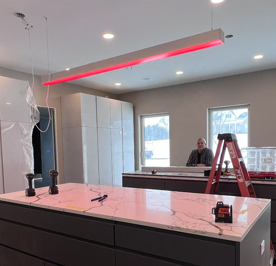 50*75mm Chandelier LED Linear Pendant Light Dimmable High Staircase Hanging Lighting