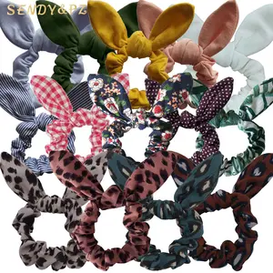 Veelzijdige Konijnenoor Elastische Haarbanden Katoenen Linnen Bloem Luipaardprint Geruit Patroon Haar Scrunchie Konijntje Haaraccessoires