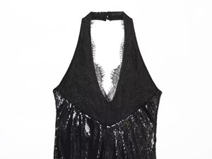 TAOP&ZA Abito da Donna Stile Europeo e Americano Nuovo 2025 Elegante e alla Moda con Paillettes, Collo all'Americana e Scollo a V 6050828 - Product Image 3