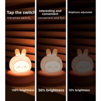 Veilleuse décorative LED rechargeable en silicone ABS en forme d'animal mignon, à commande vocale, chargement USB, idéale pour la période post-partum