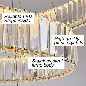 Lustres suspendus de luxe sur mesure pour hôtel, grands lustres à anneaux, luminaires suspendus pour escalier, lustres modernes en cristal LED - Product Image 6