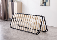 Cadre de lit pliable rembourré, base de support en métal robuste avec lattes en bois standard