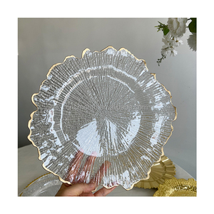 Wedding Party Decoration 13 Inch Decorative Round Acrylic Clear <strong>Plastic</strong> Charger <strong>Plate</strong> With Gold Rim for Event <strong>Dinner</strong> <strong>Plate</strong> - Product Image 1