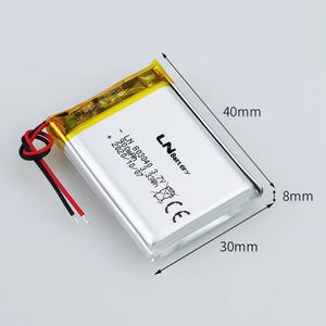 Batería Recargable de Polímero de Litio LN 803040 con Certificación KC IEC Un38.<span class=keywords><strong>3</strong></span> Ce, <span class=keywords><strong>3</strong></span>.7V, 803040, 900mAh, Mini Batería de Polímero de Litio ODM/ODM - Product Image 4