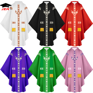 New Printed Church Pastor Celebrant Chasuble Priest Vintage Robe Gown Cape <strong>Cassock</strong> Vestment White Red <strong>Green</strong> Purple Black Pink - Product Image 2