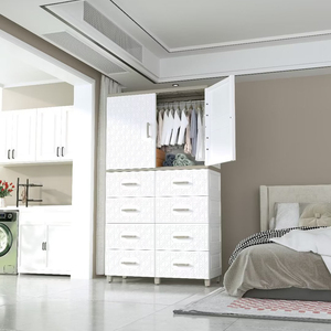 Organizador de armario de plástico de 3 capas para bebé con cajones de almacenamiento, puertas para el hogar, dormitorio, estilo antiguo, cajones de almacenamiento de ropa para niños - Product Image 3