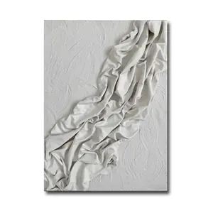 Top Selling Large Size Simple Modern White Fabric Artwork With Soft Texture For New House Renovation