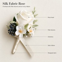 Bros Pin Boutonniere Mawar Kain Buatan Berkualitas Tinggi Harga Pabrik untuk Pengantin Pria, Pacar, Pesta Pernikahan, Aksesoris Buket Jas