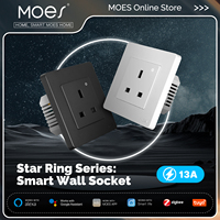MOES Tuya ZigBee Prise intelligente UK Prise murale intégrée Moniteur d'énergie Indicateur App Télécommande Commande vocale Fonctionne avec Alexa