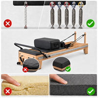 Machine de Pilates Reformer Professionnelle en Bois de Chêne Massif, Réglable sur Toute la Longueur, Portable, pour la Santé, Usage Commercial en Salle de Sport et Studio de Fitness