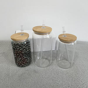 US Warehouse RTS Gobelet en verre transparent transparent 12oz 16oz 20oz Boîte de bière vierge en forme de sublimation en verre avec couvercle - Product Image 6