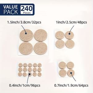 Almohadillas Redondas de Fieltro Resistentes SoftTouch, Adhesivo Fuerte, Protector de Piso Silencioso, Varios Tamaños, Beige Personalizado, Fácil Instalación - Product Image 2