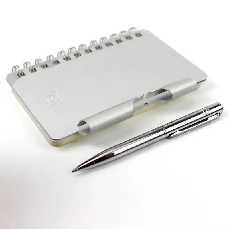 Penutup saku Mini logam, Notebook buku harian jurnal Spiral kawat kantor dengan pena
