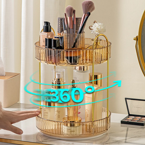 Tocador de lujo ligero Cosméticos Caja de estante de almacenamiento giratorio Baño Escritorio Perfume Estantes para el cuidado de la piel - Product Image 4