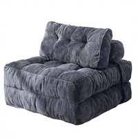 Canapé-lit pliant moderne en gros d'usine, convertible avec support dorsal, chaise pliante portable, revêtement en velours côtelé gris foncé