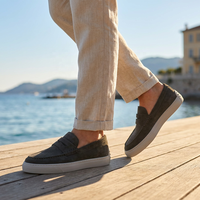 Chaussures montantes classiques pour homme en cuir véritable suède vert olive de haute qualité, confortables, style barefoot, idéales pour la marche et la conduite, modèle intemporel.