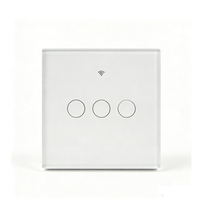 Qualité supérieure pour interrupteur mural en verre WiFi 3 voies 4 gangues européen, panneau tactile intelligent, télécommande compatible avec l'application Smart Life