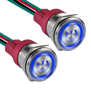 LED Illuminated Latching <b>Push</b> <b>Button</b> <b>Switch</b> 16mm 22mm Aluminum Alloy IP65 Waterproof Ring Head Color Red Blue Green 12V - Product Image 1