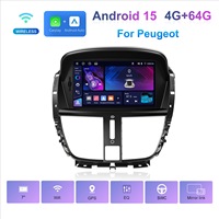 Autoradio Android 9 pouces pour Peugeot 207 2008 à 2014, Carplay sans fil, GPS, Bluetooth, FM, avec caméra de recul