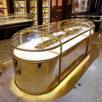 Vitrine de luxe pour bijoux en verre trempé, construction métallique, éclairage LED, couleur/taille personnalisable, options de finition multiples