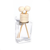 Diffuseur de parfum pour voiture personnalisé de 12 ml, couleur marron, avec cordon en coton et couvercle décoratif en bois